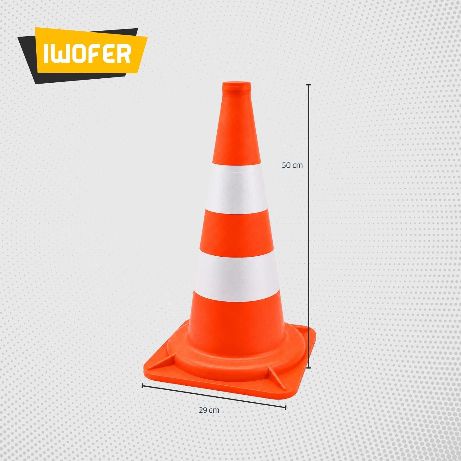 Cono Segnaletico Stradale 50 cm - Alta Visibilità - Ideale per Cantieri, Autoscuola, Traffico, Delimitazione, Magazzino, Sicurezza, Sport (20)