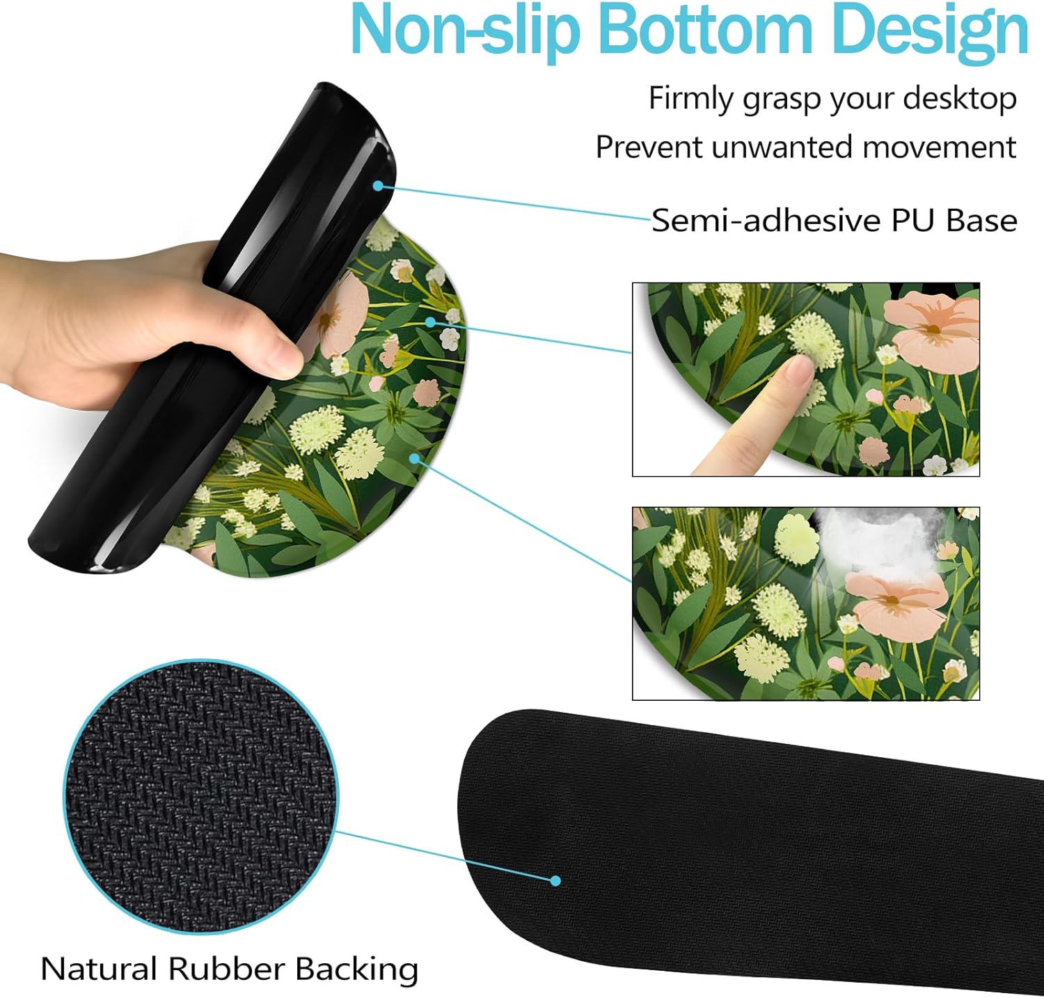 Blusabaca Black Cat Mouse Pad Desk Mat, Large Gaming Mouse Pad with Wrist Rest, Keyboard Pad Wrist Rest, Cup Coaster, Work Home Desk Accessories