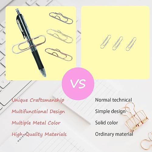 Miniatura 4 de Clips multifuncionales para bolígrafos, 20 clips de papel de metal portátiles, suministros escolares de oficina de gran tamaño, soporte para