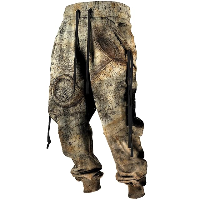 Mens Sweatpants Graphic Vintage Elastic Bottom Drawstring with Pockets Slim Fit Casual Joggers Tapered Pants