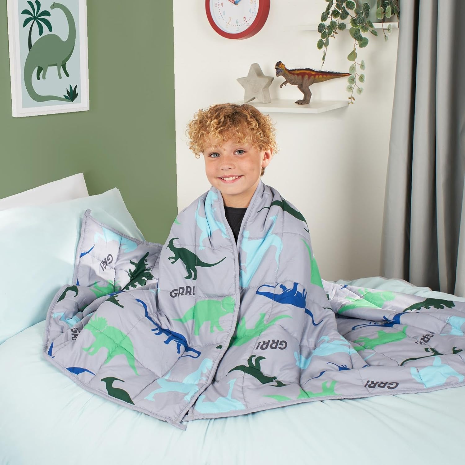OHS Weighted Blanket for Children 3kg Dino Grey, Kids Weighted Blanket