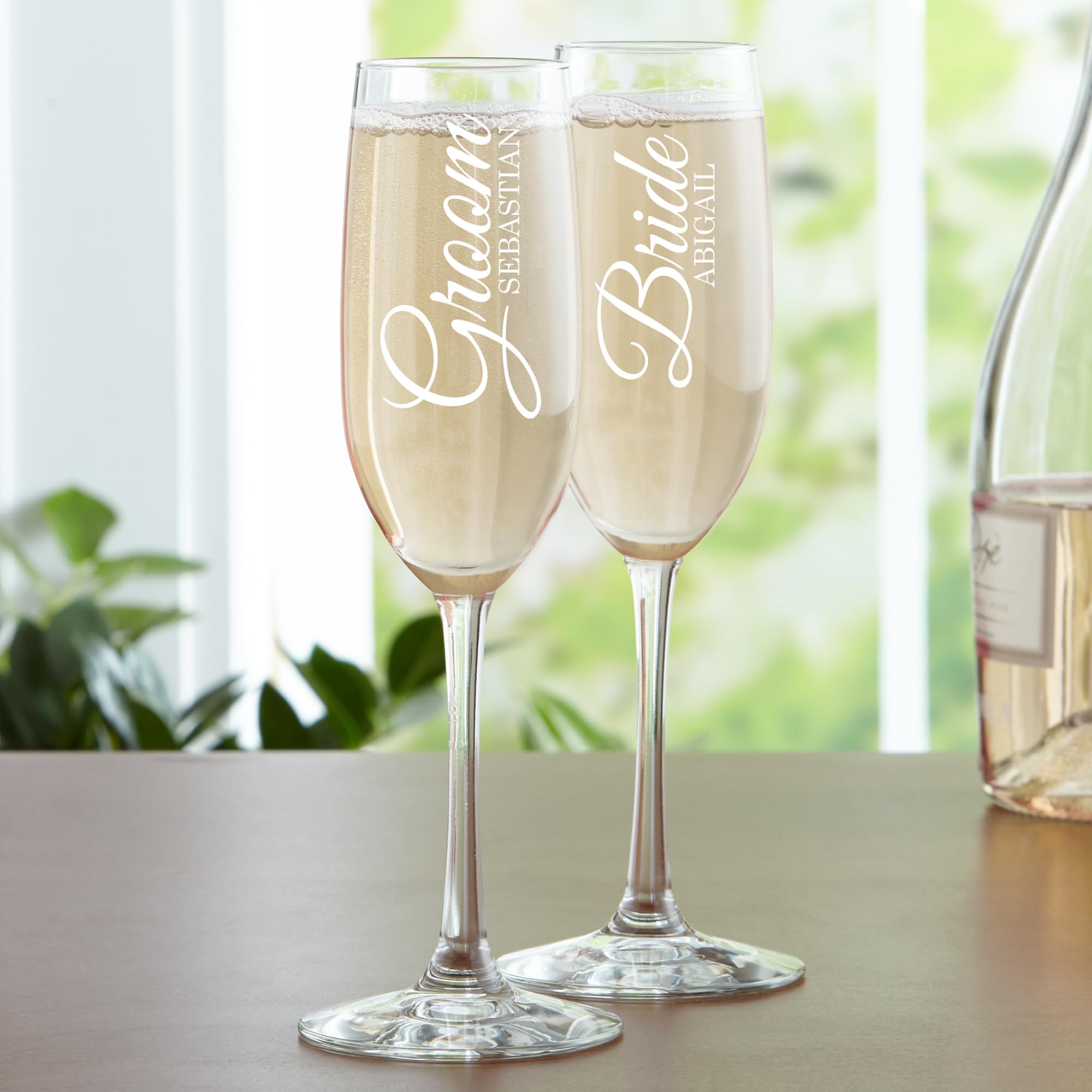Let's Make Memories Personalized Champagne Flute - Toasting Flutes - Glass - Wedding - Newlyweds - Anniversary - Celebration - Love - Engraved - Set of 2 - Bride/Bride