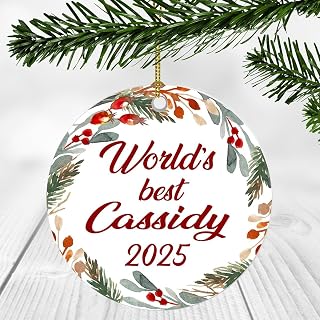 Merry Christmas Ornament with Name Cassidy Ornament - World's Best Cassidy - Xmas Tree Decorations Gift for Cassidy, Christmas Ornaments 3 Inch Plastic Flat for Tree