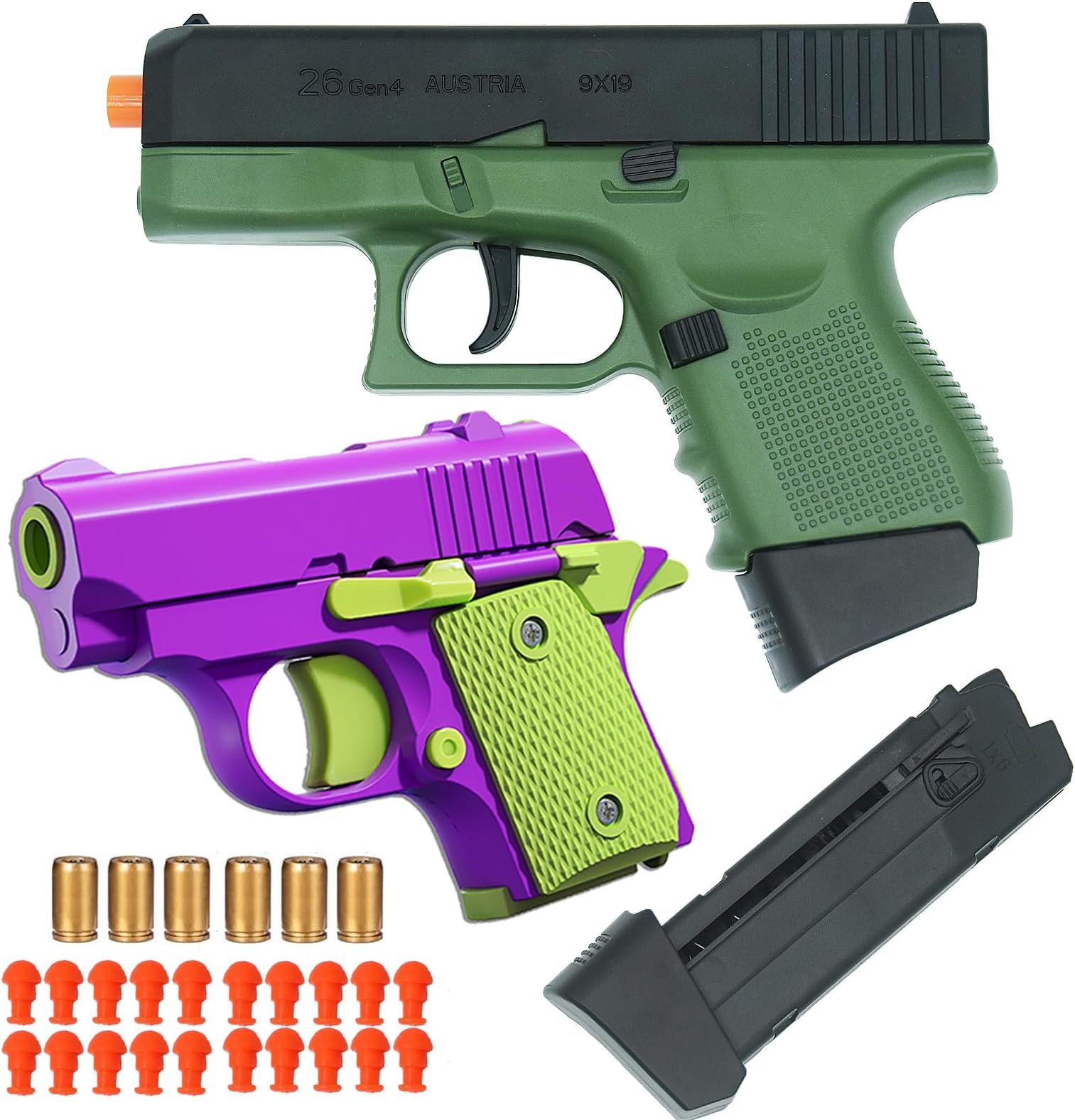 Dreamplay Shell Ejecting Toy Gun, 1 Fidget Toy Gun and 1 Realistic Shell Ejecting Toy Pistol Automatic Pull Back Action Shooting Games Education Model Toy for Kids Gifts