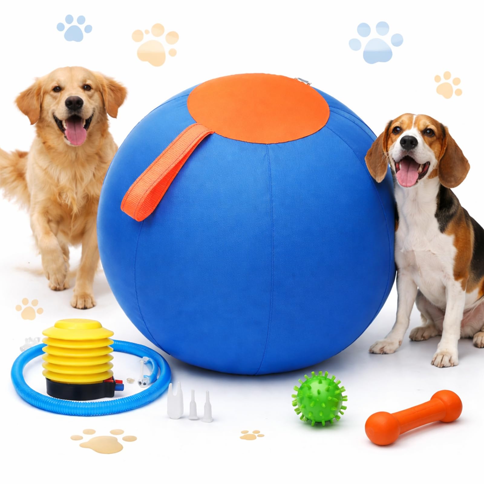 JORCEDI Herding Ball for Dogs 2026 Upgraded Thickened PVC Giant Dog Ball with Durable Zipper Cover & Handle Strap Interactive Outdoor Herding Toy for Large Dogs Includes Pump (Blue,45 cm / 18 in)