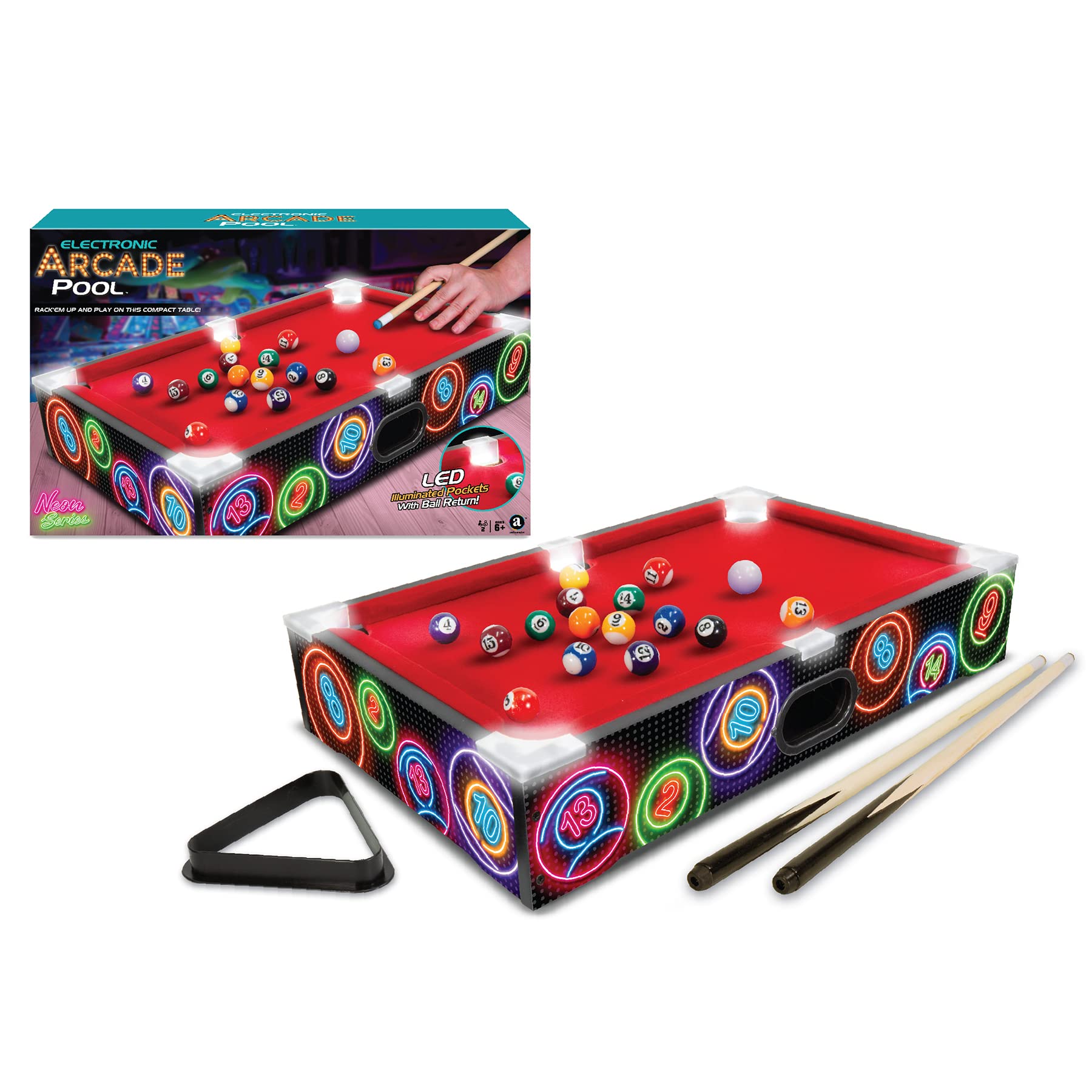 Amazon.com: Ambassador Games Electronic Arcade Pool/Billiards (Neon Series)  : Toys & Games