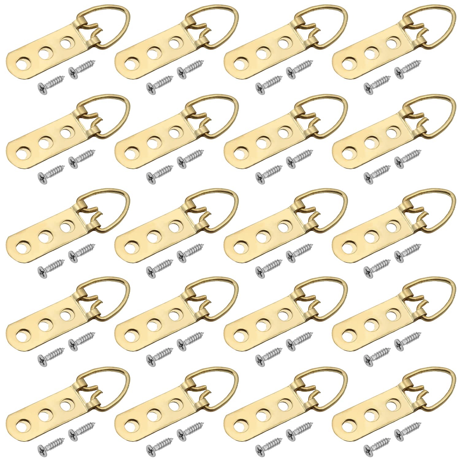 MroMax 30PCS Ring Picture Frame Buckle 2.52" x 0.59"Gold Tone Assortment Kit for Home Decoration Picture Frames Photo Hanging Solutions