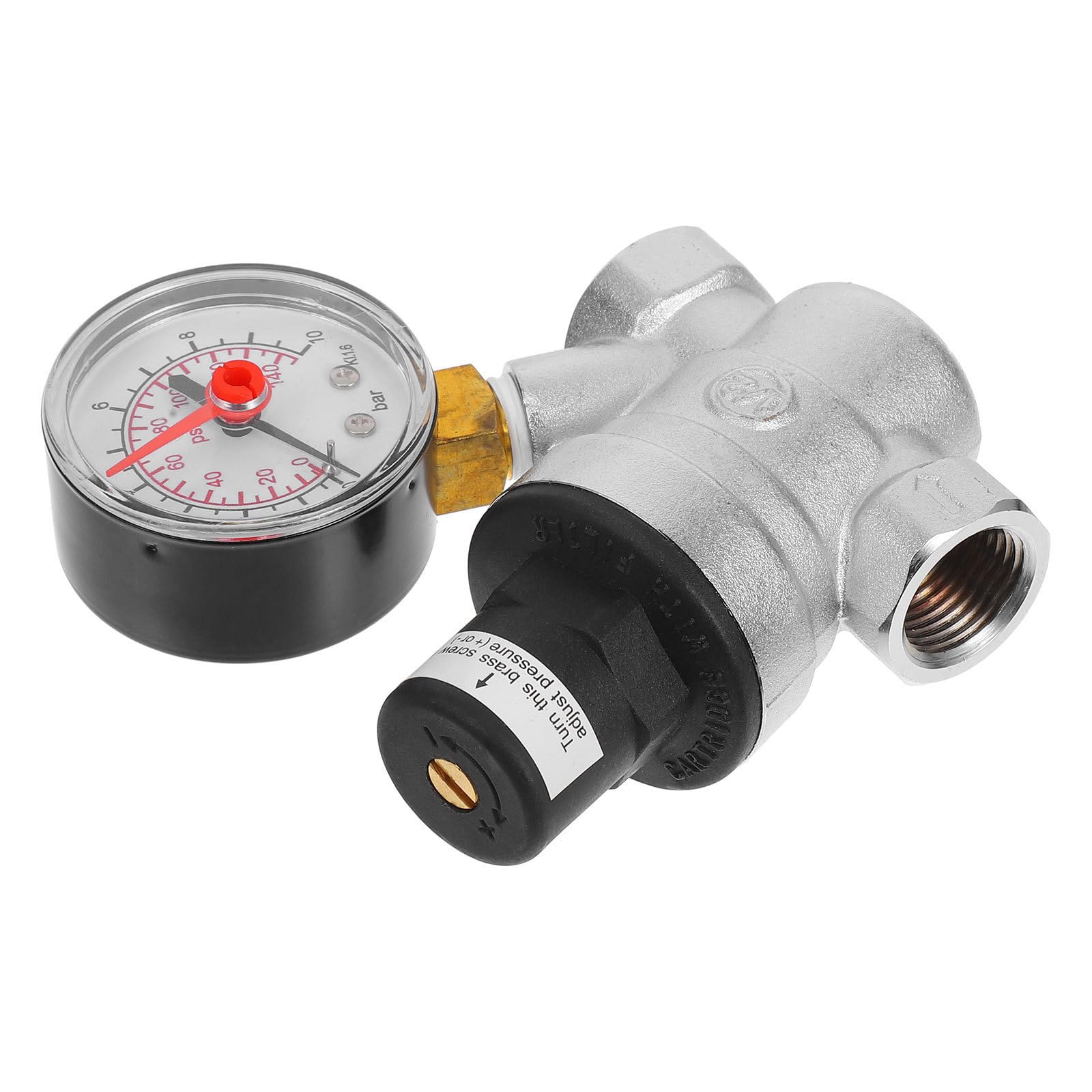 Verchromtem Messing Einstellbarer Wasserdruckregler mit Manometer Pn16