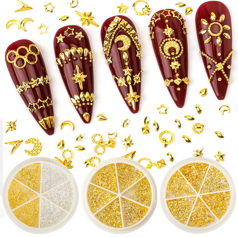 Nail Art Rivets Star Moon Nail Art Studs Gold Silver Nail Art Charms Nail Art
