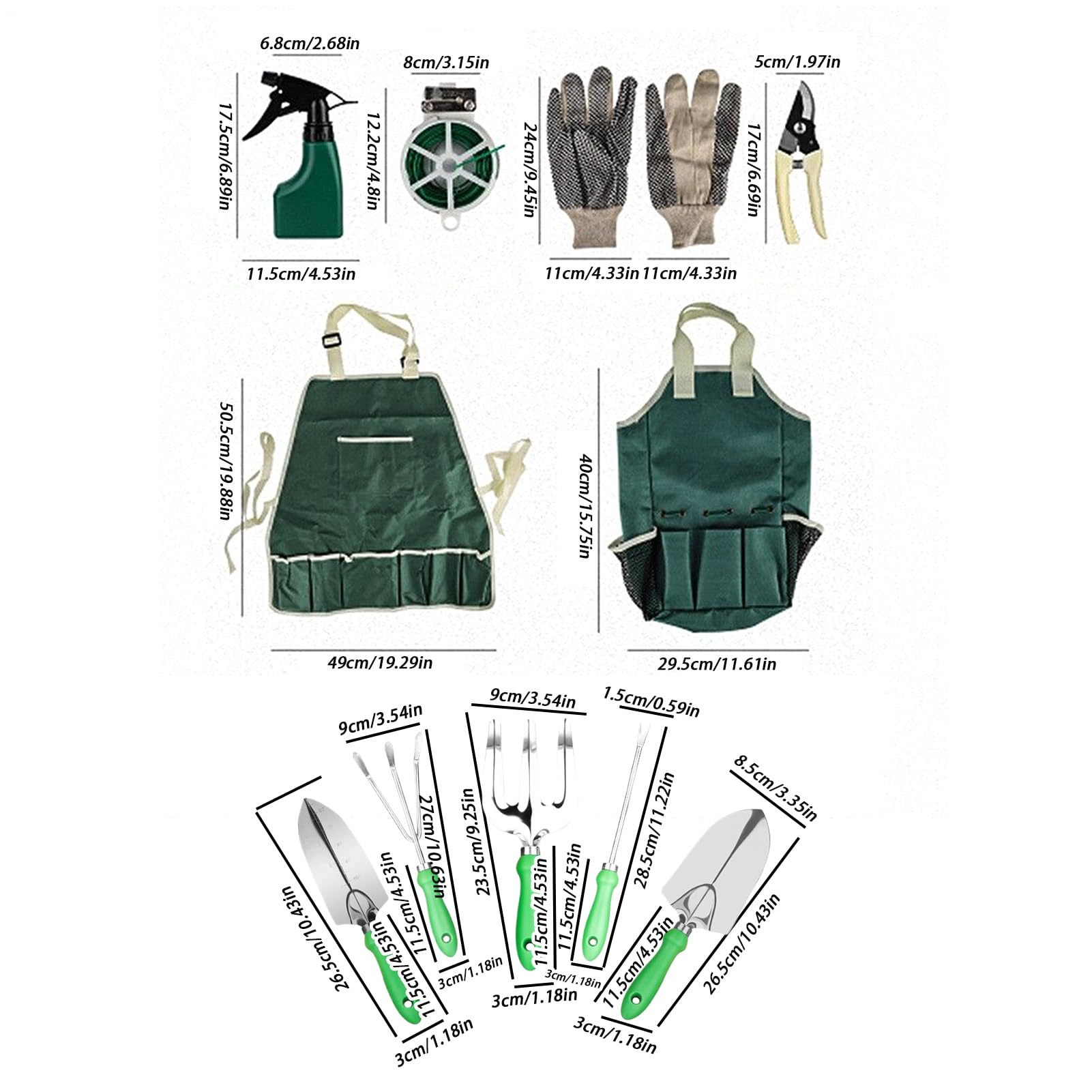 Kit de Herramientas de Jardinería | Equipo Sólido Y - Kit de 11 Herramientas de Jardinería - para Mujeres Principiantes Jardineros Amateurs Espacios Verdes