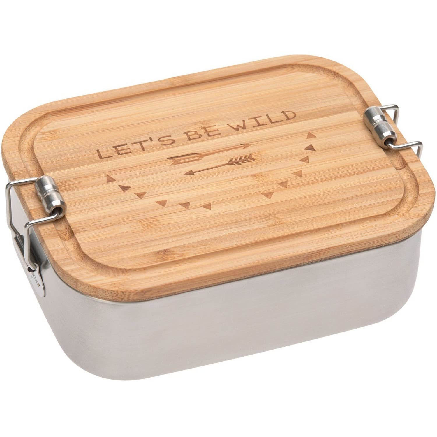 LÄSSIG Scatola di pranzo per bambini in acciaio inossidabile e bambù scatola di colazione scatola di pranzo sostenibile scuola materna/Lunchbox Stainless Steel Bamboo Adventure let's be wild