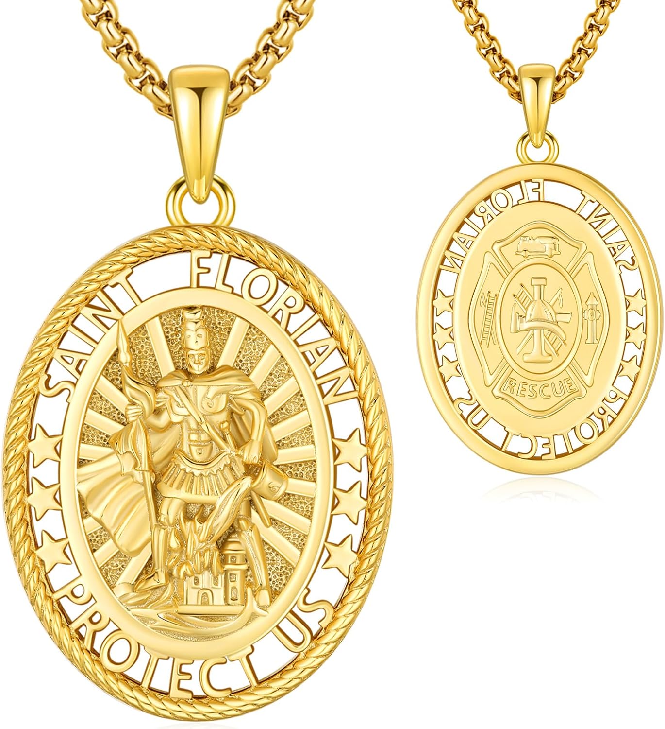 Saint Necklace for Men Women 925 Sterling Silver Patron Saint Medal Necklace St Amulet Protection Pendant Jewelry Gift