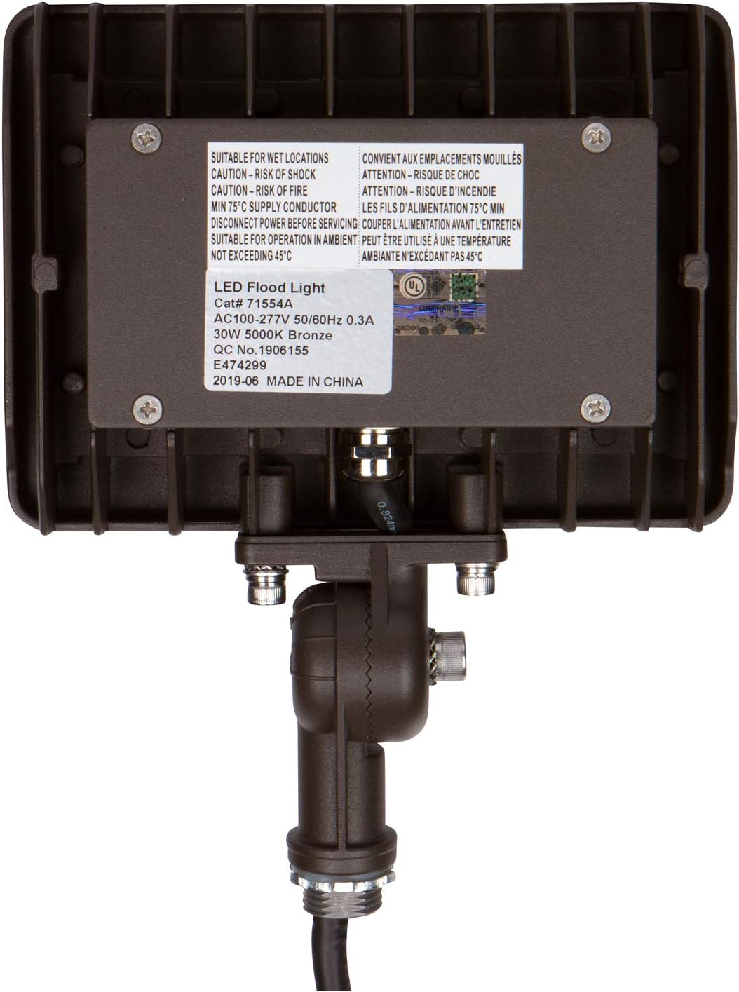 Morris Products Flat Panel LED Small Flood Light – Includes 1/2" Knuckle Mount– Low Profile Design, Bronze Die Cast Aluminum Housing – Corrosion Resistant, 50,000+ Hour Life – 4000K, 50 Watts