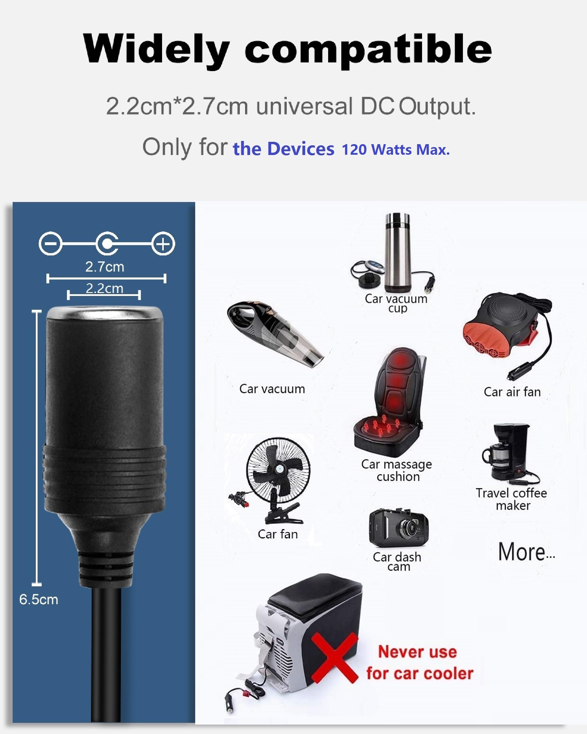 DC 12V 10A Power Supply AC to DC Converter 120V to 12V Converter with Car Cigarette Lighter Socket Adapter for Car Air Fan Vacuum Cleaner Dash Cam - Image 5 thumbnail