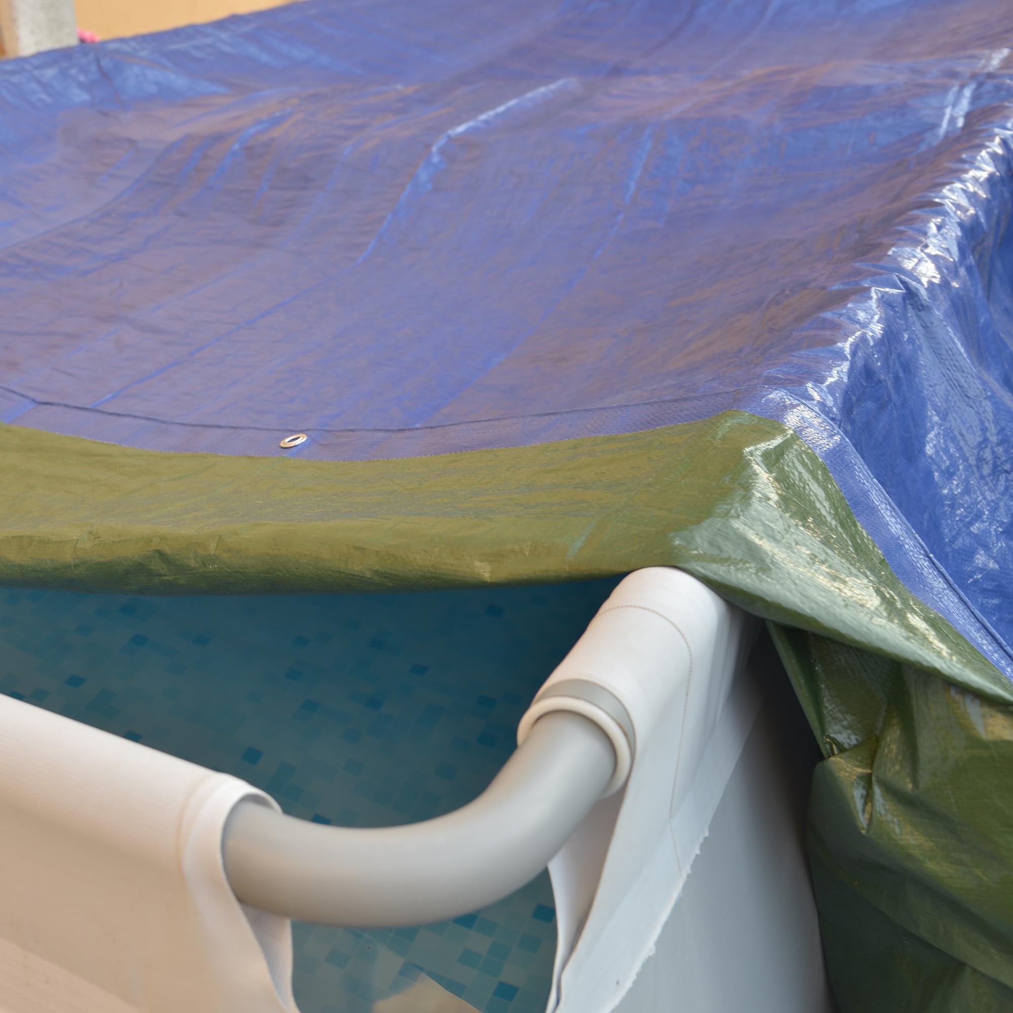 TENAX COVER ALL 3,00x5 m Telo Occhiellato Verde-Blu 90 g/m², Telo Copritutto per Legna, Mobili da Giardino, Auto, Piscine, Barche, Campeggio, Telone Protettivo Impermeabile Antistrappo con Occhielli