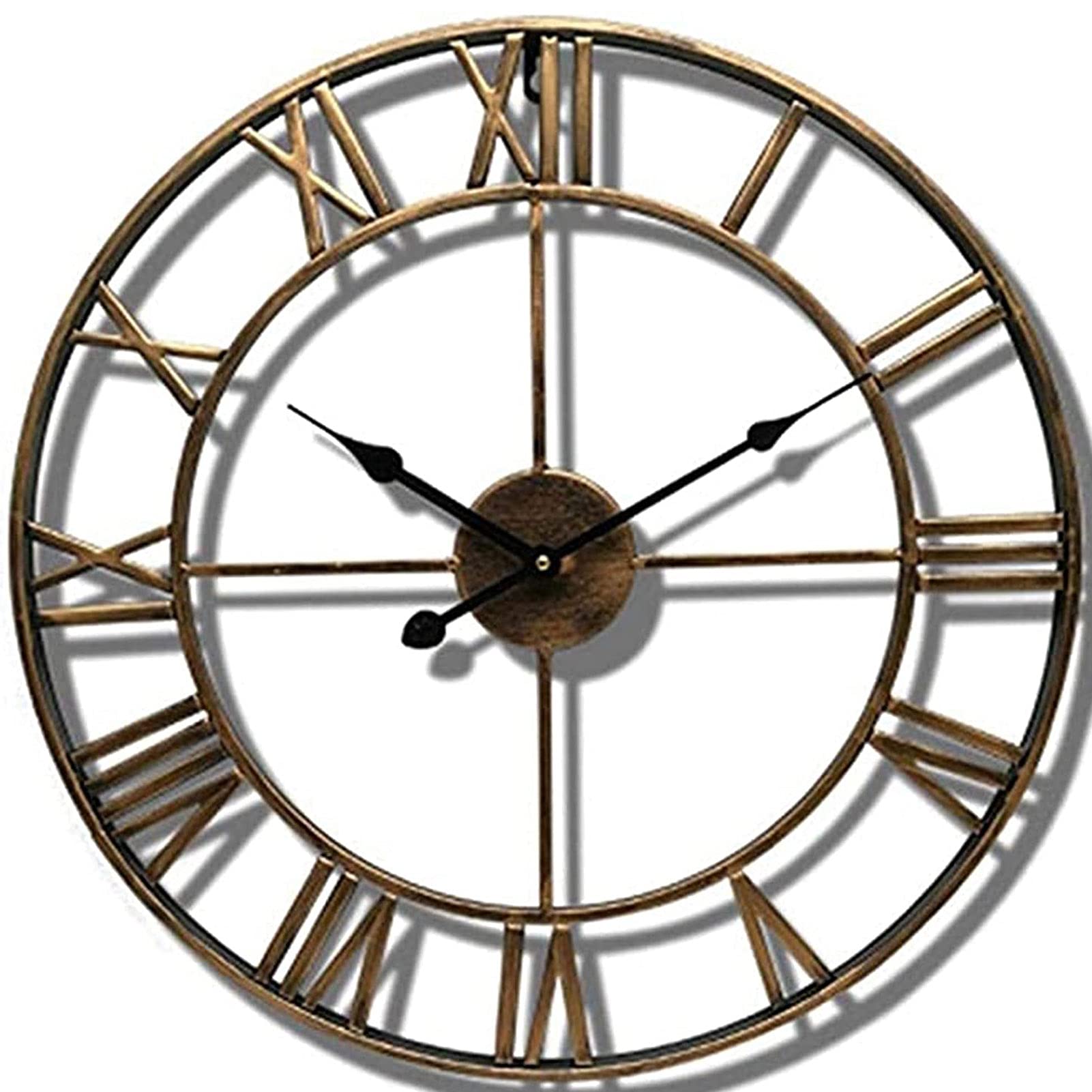 Garden Wall Clock - Large 80CM Roman Numerals Outdoor Waterproof Clock with Wrought Iron Open Face - Classic Vintage Design for Garden or Patio