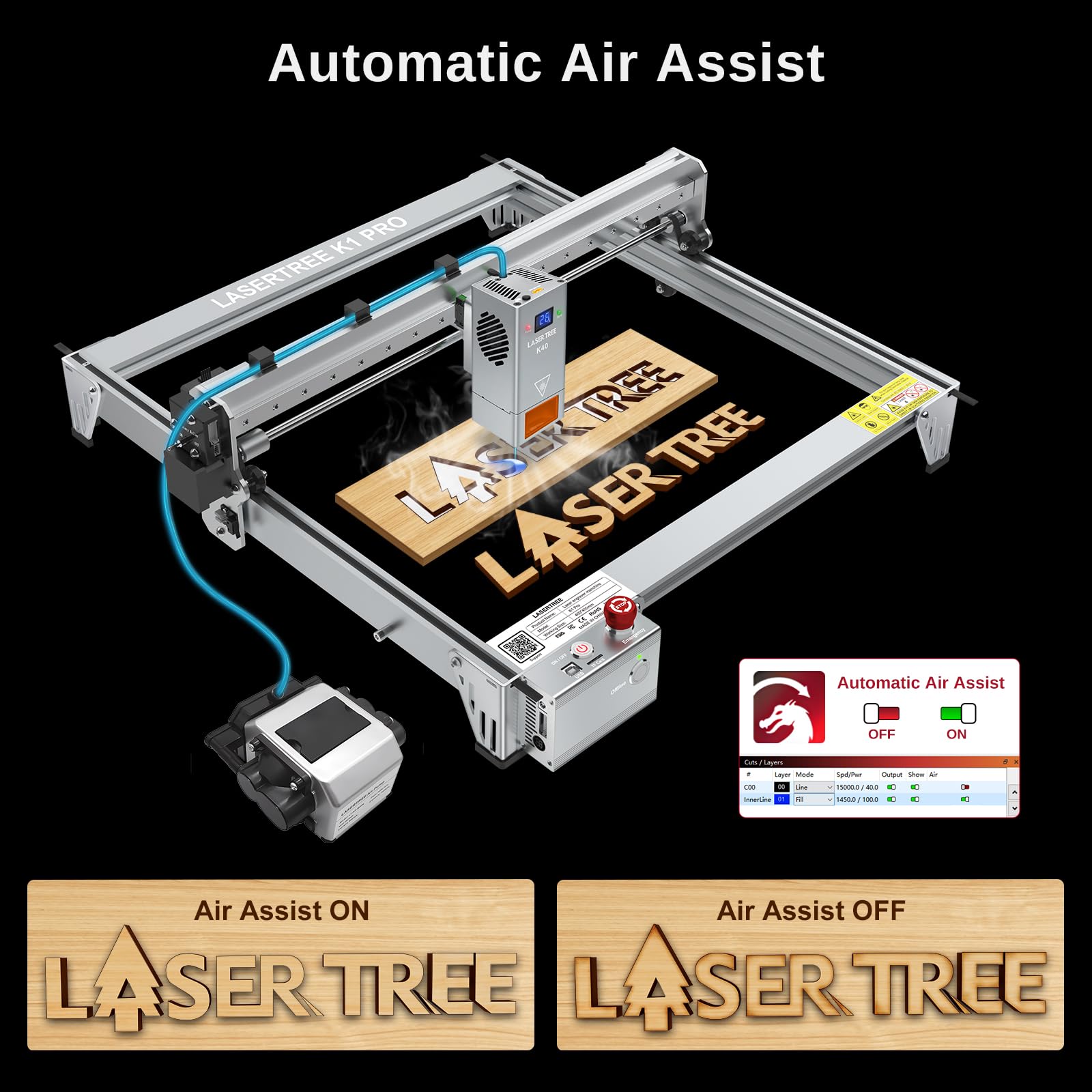 Laser Tree K1 Macchina Per Incisione Laser Mini 10W Con Pompa Ad Aria – DIY E Artigianato