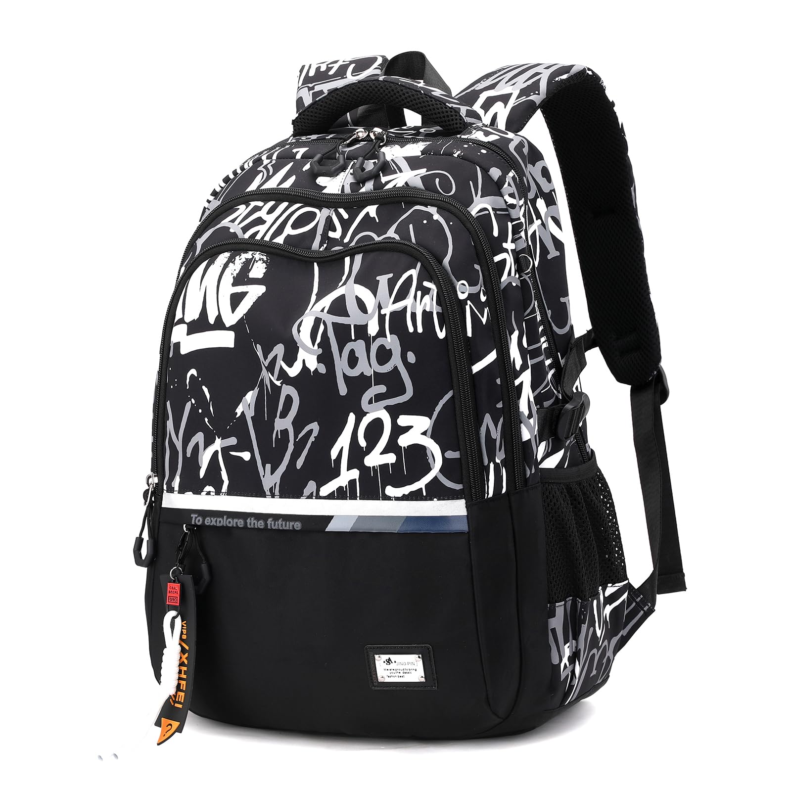 Amythe Sac à Dos pour Garçons Cartable Primaire College, Sac Ecole Tendance Léger pour les Adolescents pour 9-18ans, Sac D'école Grande Capacité Convient pour le Trolley, Noir