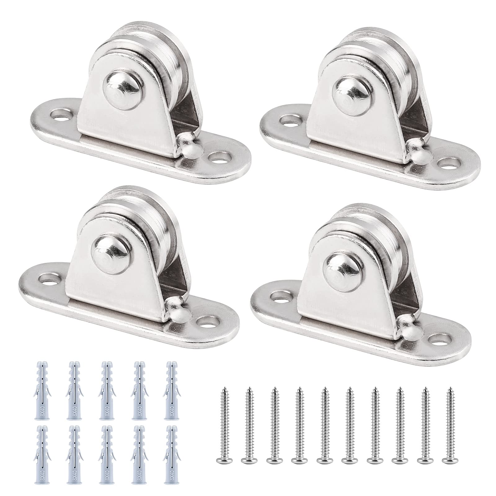 Buy FSHIHINE Metal Pulleys Block 4 Pack Pulley Roller Smooth Wheel with