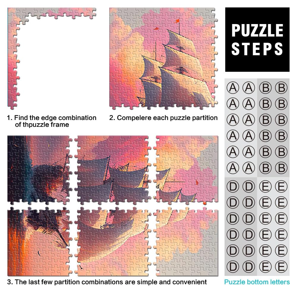 Puzzle da 2000 pezzi per adulti nave pirata Giocattoli che creano dipendenza e sfidano l'intelligenza del cervello grande regalo 70x100cm