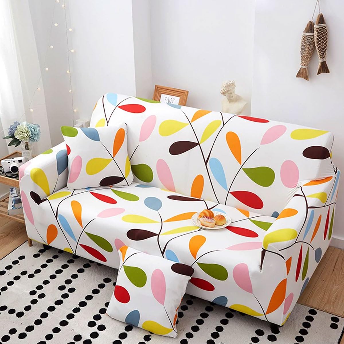 Snqzo M Sofa Cover 1/2/3/4 Seater High Stretch Sofa Covers Super Soft Sofa Slipcover Printed Pattern Sofa Covers All-Inclusive Sofa Slipcover Non Slip Sofa Cover Washa(Size:3 Seater(190-230Cm),Color:m)