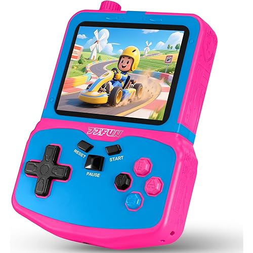 Handheld Game Console for Girls, 220 Retro Games Built-in, 3.5'' HD IPS Screen, Rechargeable Mini Portable Video Game Player for Travel & Car Trips, Gift for Kids (Rose Red)