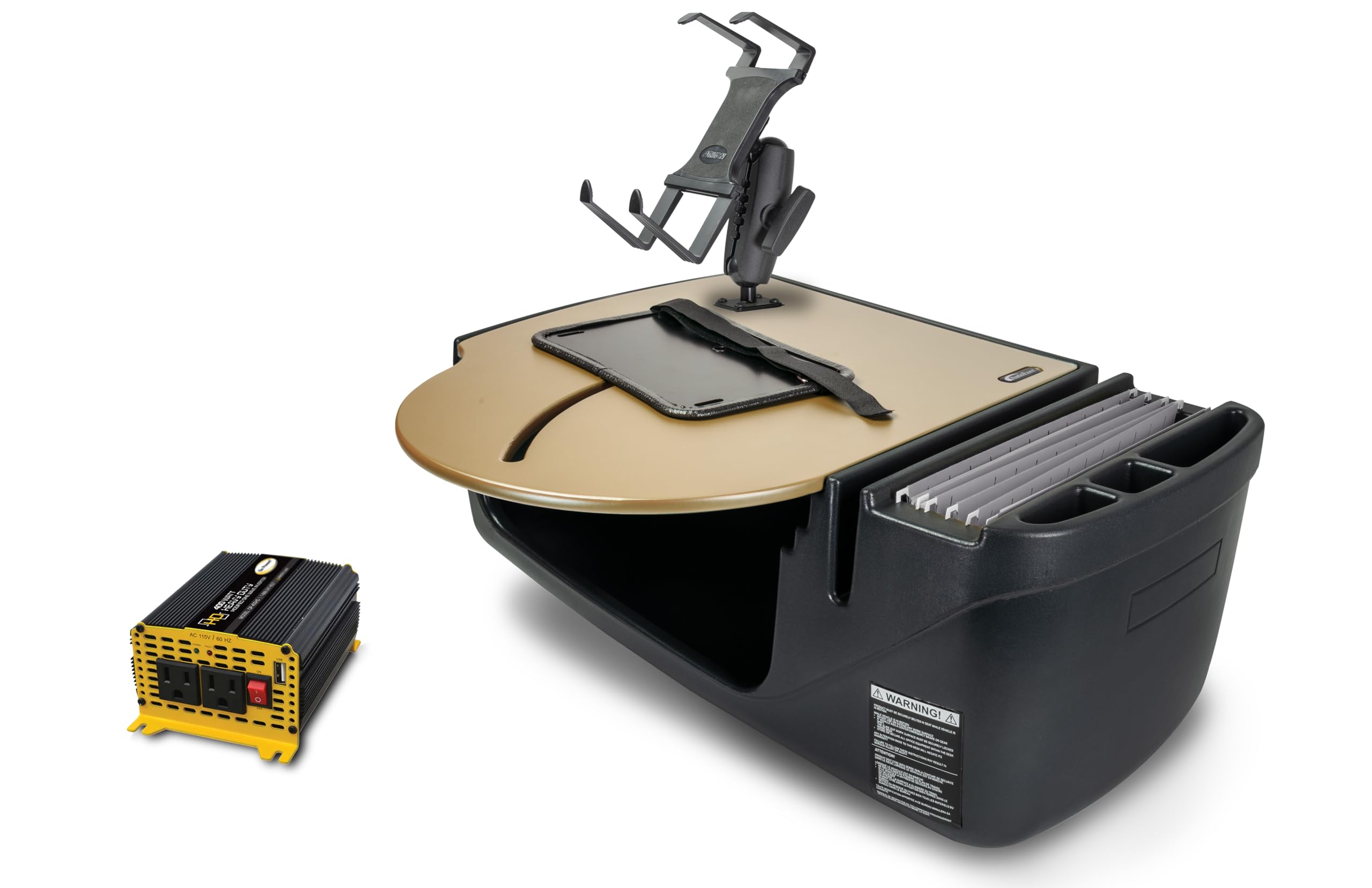 AutoExec Roadmaster - Scrivania da Auto per postazione di Lavoro e Ufficio Mobile, Modello Mojave, con Inverter di Potenza da 400 Watt e Supporto per Tablet