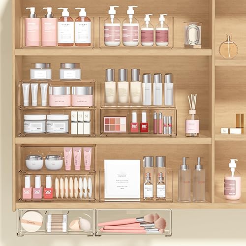 Miniatura 8 de Cajones de almacenamiento apilables de plástico transparente, organizador de cajones de baño, organizador de gabinete de medicina, organizadores de