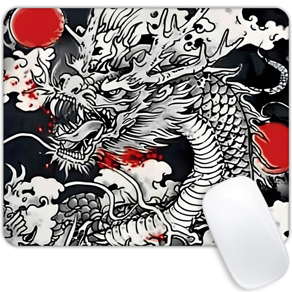 Power Dragon Square Mouse pad, Texture Customized Mouse pad, Washable Anti Slip Rubber Base Computer Mouse pad, Suitable for Office laptops