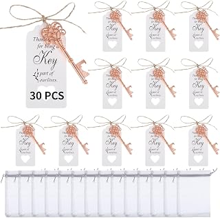 30 PCS Butterfly Key Bottle Openers Wedding Party Favors, Rose Gold Vintage Skeleton Butterfly Love Bottle Opener with Tag Cards Bottle Openers with Tag Cards Decorations Gift Souvenirs