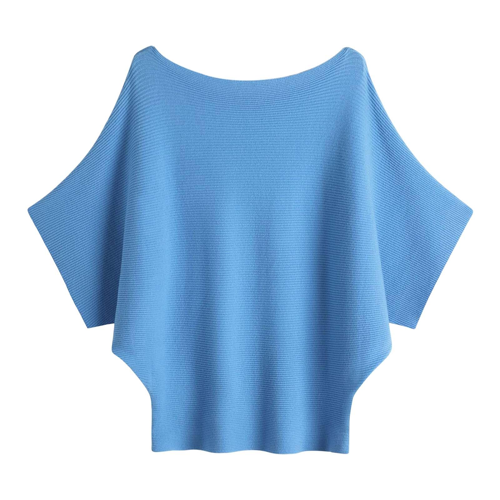 Boat Neck Colman Knitted Sweaters for Women Oversized Plus Size Batwing Sweater Long Sleeve Ribbed Casual Fall Shirts