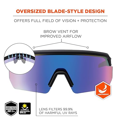 Miniatura 3 de Ergodyne Skullerz AEGIR - Lentes de sol de seguridad, lentes espejados, ANSI z87.1