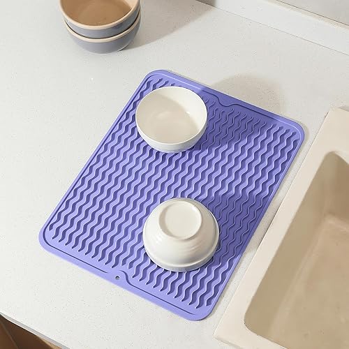 Miniatura 735 de Tapete de silicona para secado de platos para múltiples usos, fácil de limpiar, ecológico, resistente al calor, tapete de silicona para encimera