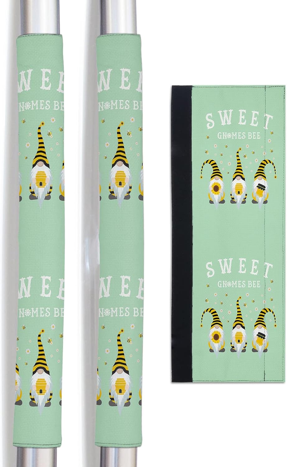 Refrigerator Door Handle Cover Sweet Gnomes Bee Dishwasher Microwave Oven Fridge Stove Handles Daisy Flower Bee Cute Cartoon Fridge Protector Kitchen Appliance Decor Set of 2