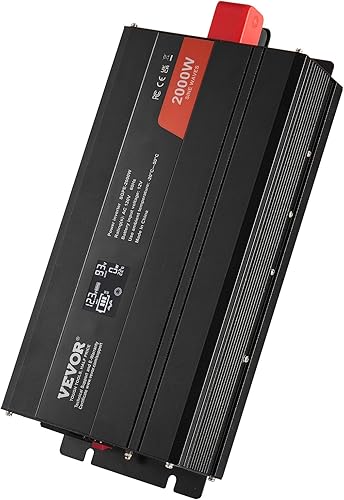 Miniatura 42 de VEVOR Inversor de onda sinusoidal pura de 2500 W, inversor de automóvil de 12 V CC a 120 V CA, 3 salidas de CA, puerto USB, pantalla LCD, control