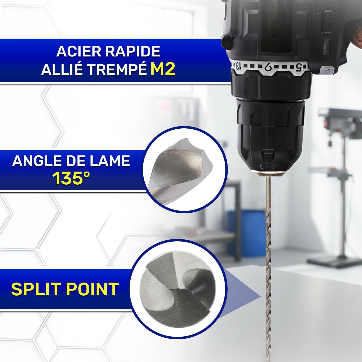 HSS Foret Metal Long Ø 12mm 295mm Fabriqué en Acier Allié Trempé M2 - Meche Metal Utilisé pour Fer l’Acier Métaux Non Ferreux - MONTERAL