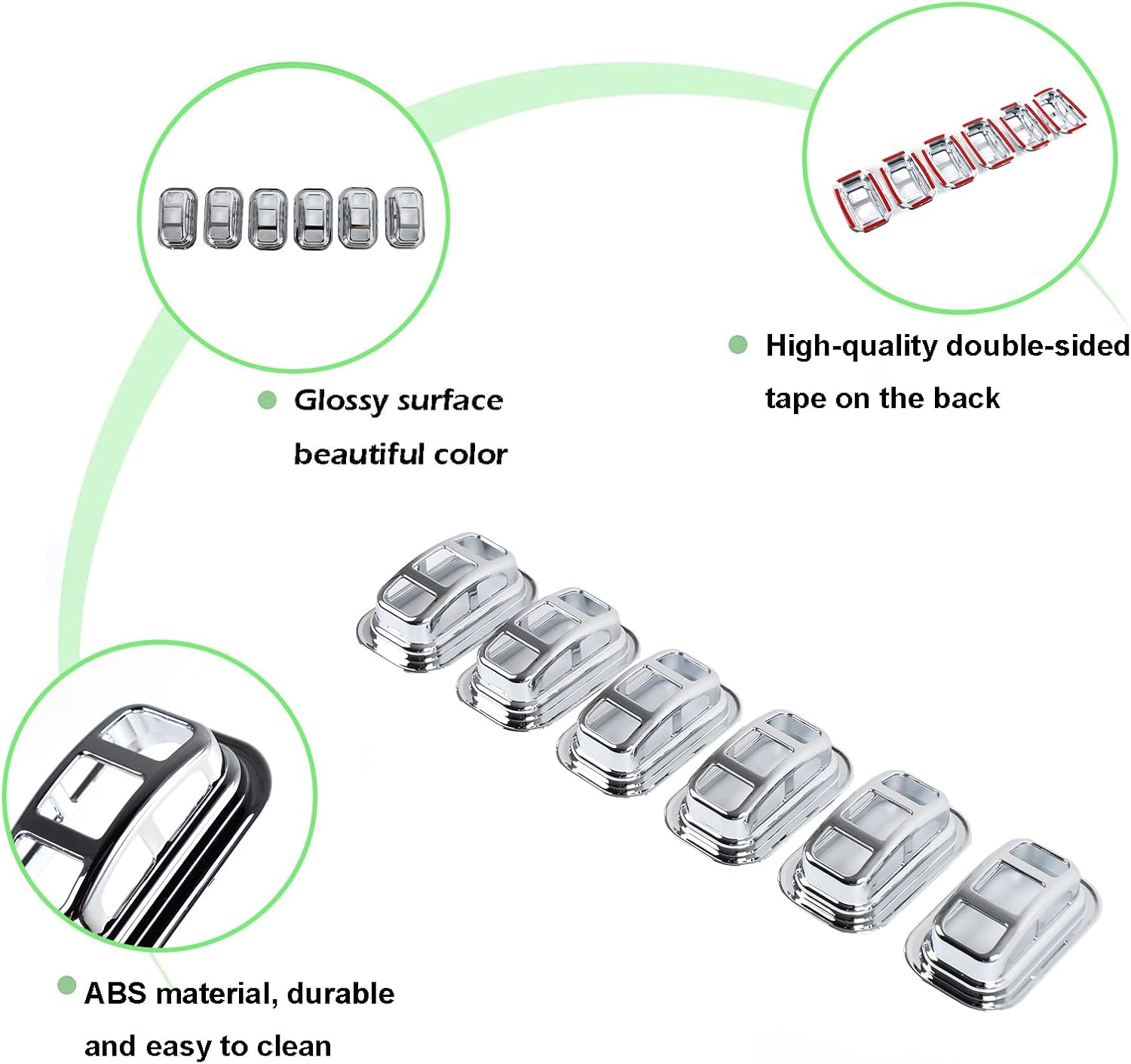 PIUGILH Cab Roof Lights Covers Compatible with Hummer H2 2003-2009 Accessories, Front & Rear Cab Roof Top Marker Lights Covers, 6Pcs (Bright Silver)