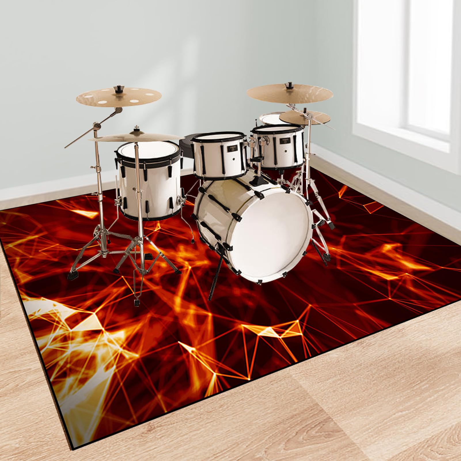 Tappeto Batteria Elettronica, Tappeto Batteria Acustica, Tappeto Batteria Insonorizzante, Tappeto a Tamburo in Strumenti Musicali per Batteria Elettronica Grancassa Rullante Drum Carpet 230 x 180 cm