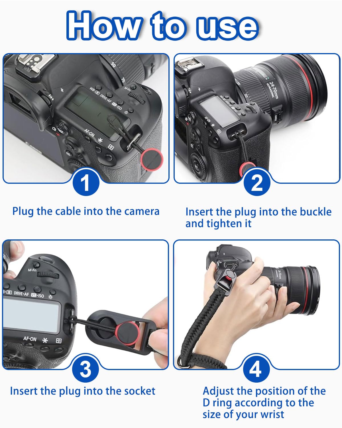 Cinturino Da Polso Per Fotocamera A Sgancio Rapido – In Paracord, Regolabile, Sicuro Per DSLR, Mirrorless E Viaggi