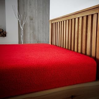 Artistic Fashionista Luxurious Quality Soft & Warm TEDDY FLEECE Duvet Quilt Cover Set With Matching Pillowcases Bedding (Red, Single Fitted Sheet)
