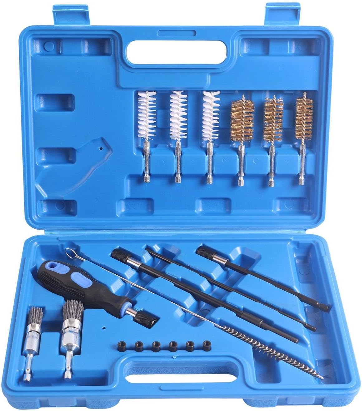 Injector Cleaning Kit – 19 Piece Diêsel Brush Set, Engine Housing Cleaner, Throttle Body Tool | Precision Cleaning Design, Deep Carbon Removal for Auto Maintenance Work