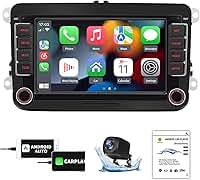 FINYQBET radio automotivo bluetooth de 7 polegadas W6060 com Android, CarPlay, Compatível com camera automotiva e Controle no Volante - Ideal para Jetta Mk6, Tiguan, Golf e Outros Veículos 12V