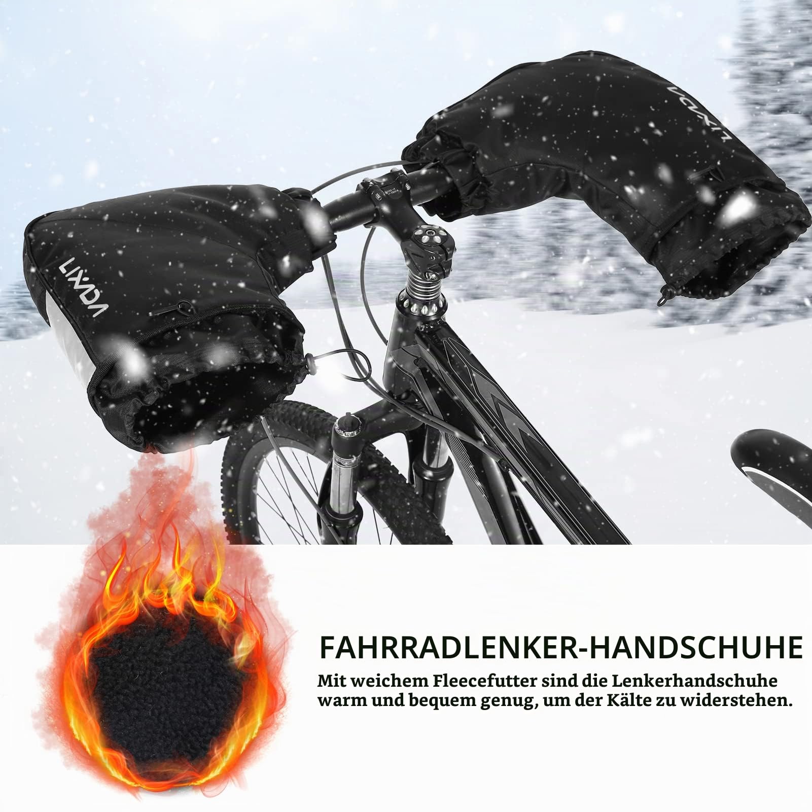Lixada Handwärmer Fahrradlenker Lenkerstulpen Lenker Winddicht wasserdichte Winter Fahrradhandschuhe Einfach zu tragen für MTB/Elektrofahrräder/Motorrad/Fahrrad