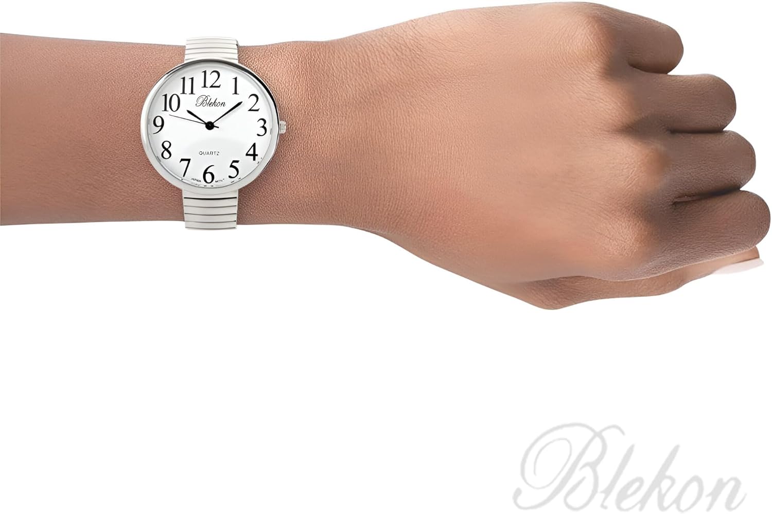 Geneva Super Large Stretch Watch Clear Number Easy Read (Silver) - Image 3