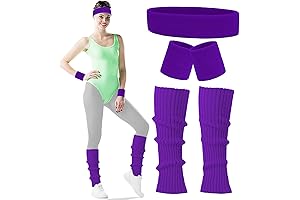 Women's Neon Leg Warmers 80s 90s Costume Accessories Set with Headband, Wristbands...