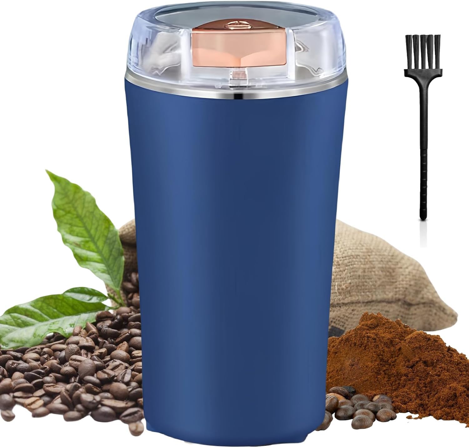Macinacaffè 200W Elettrico, Lame In Acciaio Inox, Multifunzione per Chicco di Caffè, Erbe, Noci, Cereali, Spezie