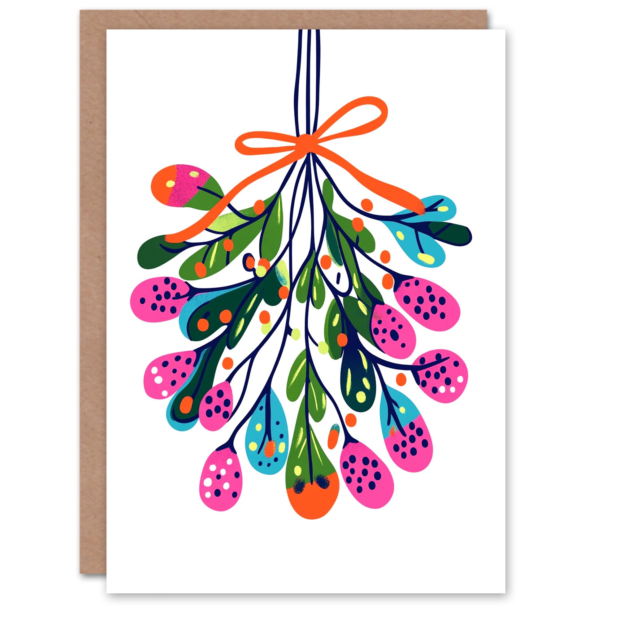 Wee Blue Coo Abstract Mistletoe Sprig Christmas Card