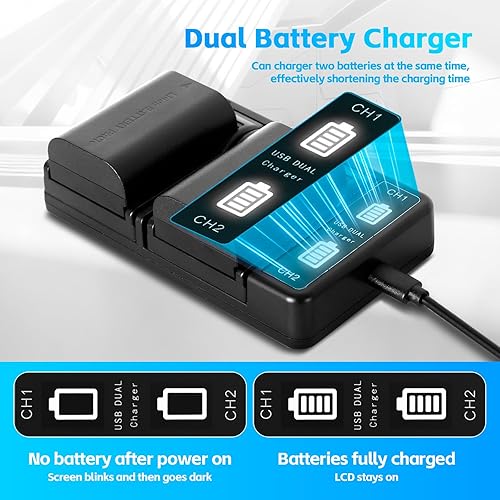 Miniatura 5 de Batería LP-E6 LP-E6N (paquete de 2) y cargador USB dual compatible con cámaras Canon EOS 5D Mark II III IV, 5DS, 5DS R, 6D, 6D Mark II, 7D, 7D Mark