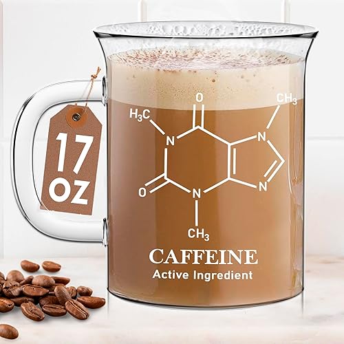 Caffeine Molecule Beaker Mug 17oz - Science Gifts For Her