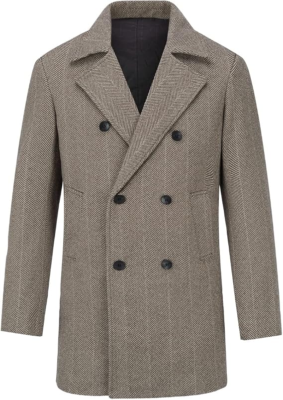 Allthemen Manteau Homme Laine Mi-Long Double Boutonnage – Veste D'Hiver Chaud Élégante Affaires & Décontracté